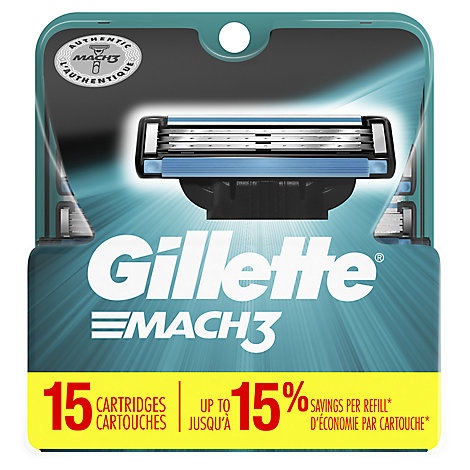 slide 1 of 1, Gillette Mach3 Cartridges, 15 ct