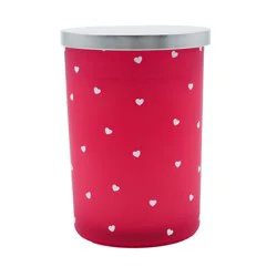 HD Designs Frosted Jar Candle with Hearts - Red