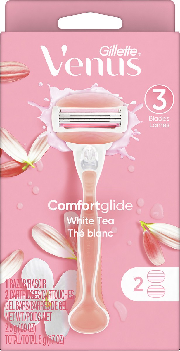 slide 3 of 3, Venus Comfortglide White Tea Women's Razor + 2 Razor Blade Refills, 1 ct