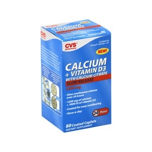 slide 1 of 1, CVS Pharmacy CVS Calcium + Vitamin D3 With Calcium Citrate Coated Caplets, 80 ct
