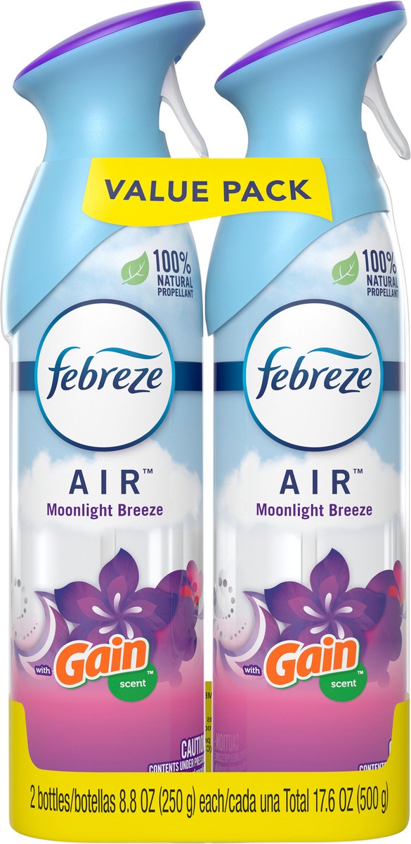 slide 7 of 7, Febreze Air Mist Air Freshener Spray, Odor-Fighting Room Spray, Air Fresheners for Home and Bathroom and Kitchen, Aerosol Can, Gain Moonlight Breeze Scent, 8.8oz, 2 Count, 2 ct