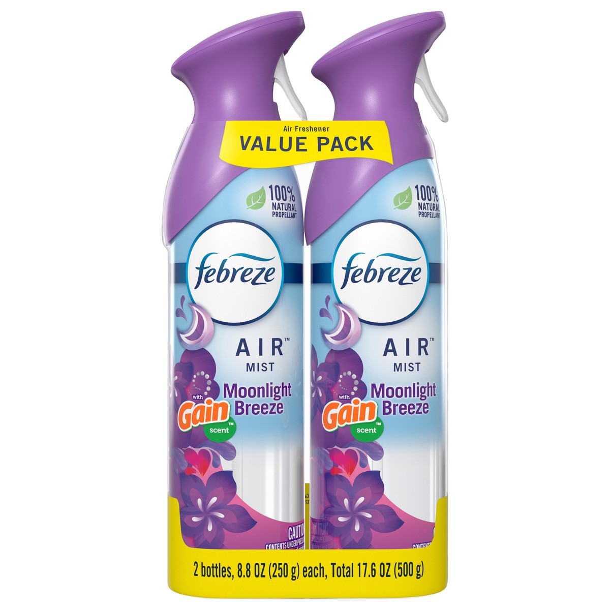 slide 1 of 7, Febreze Air Mist Air Freshener Spray, Odor-Fighting Room Spray, Air Fresheners for Home and Bathroom and Kitchen, Aerosol Can, Gain Moonlight Breeze Scent, 8.8oz, 2 Count, 2 ct