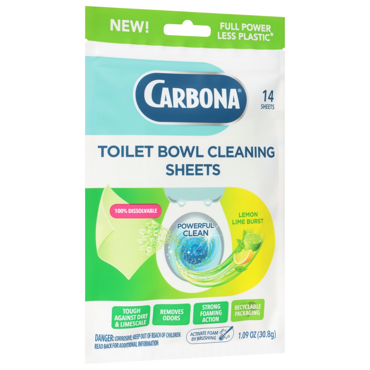 slide 4 of 4, Carbona Toilet Bowl Cleaning Sheets Lemon Lime Burst 14 Count, 14 ct