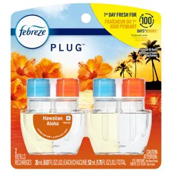 Febreze Plug In Air Freshener, Odor-Fighting Scented Oil Refill, Hawaiian Aloha Scent, 2 Refills
