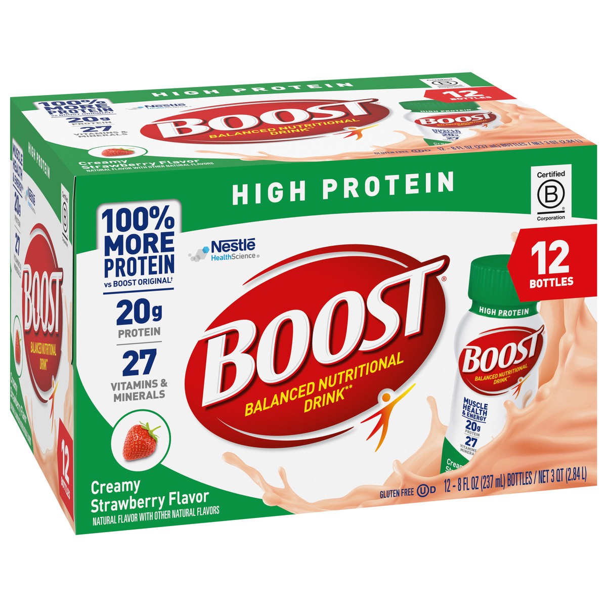 slide 3 of 9, Boost High Protein Creamy Strawberry Nutritional Drink, 12 ct; 8 oz