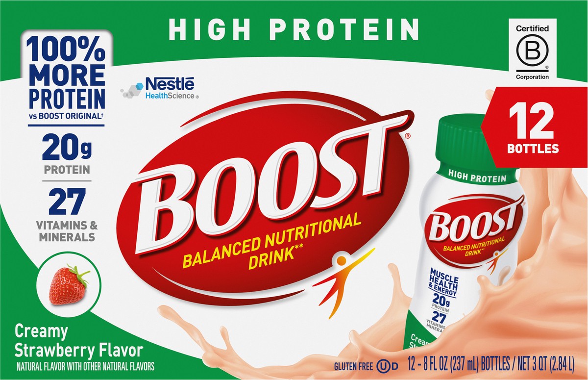 slide 8 of 9, Boost High Protein Creamy Strawberry Nutritional Drink, 12 ct; 8 oz