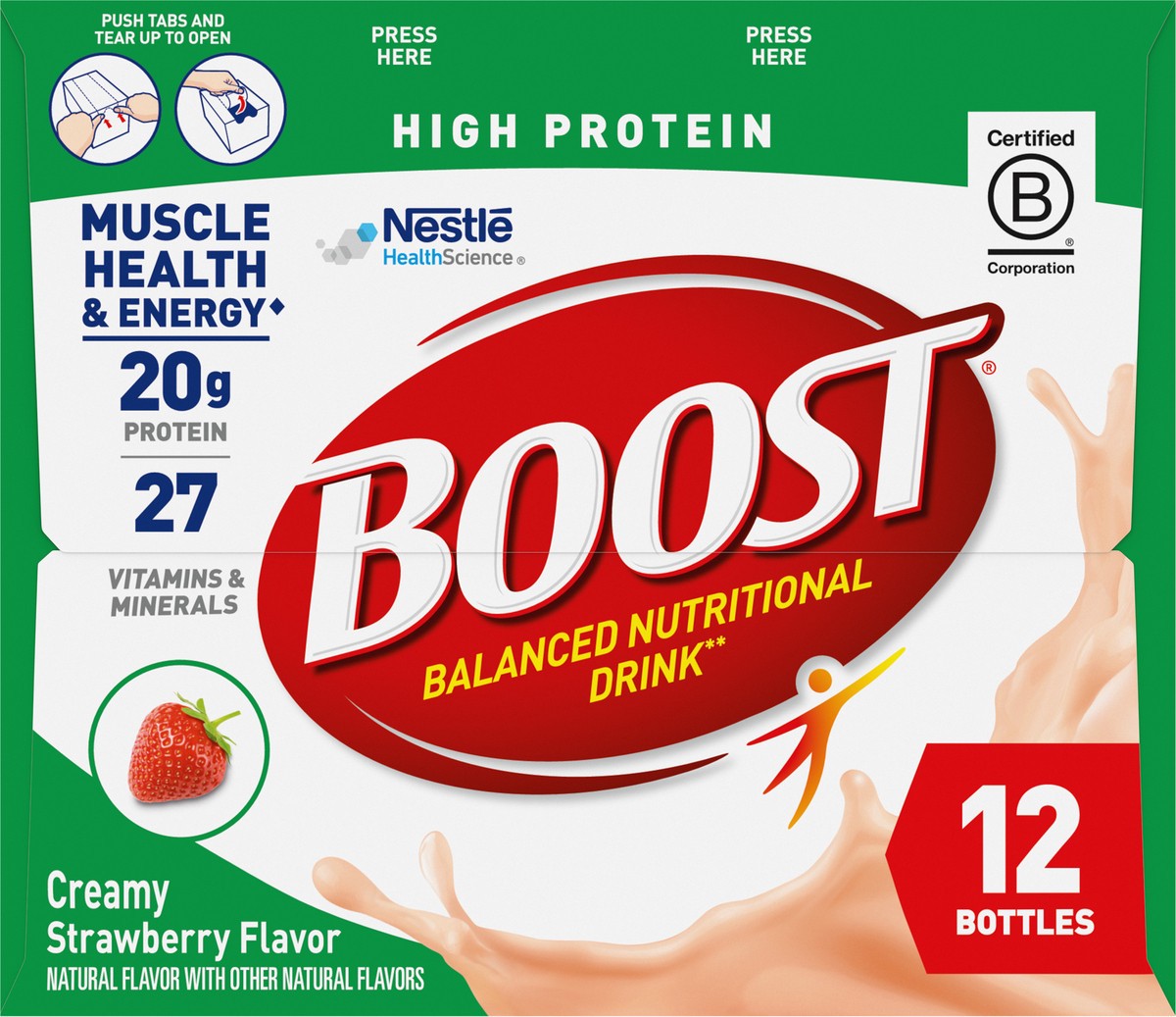 slide 9 of 9, Boost High Protein Creamy Strawberry Nutritional Drink, 12 ct; 8 oz