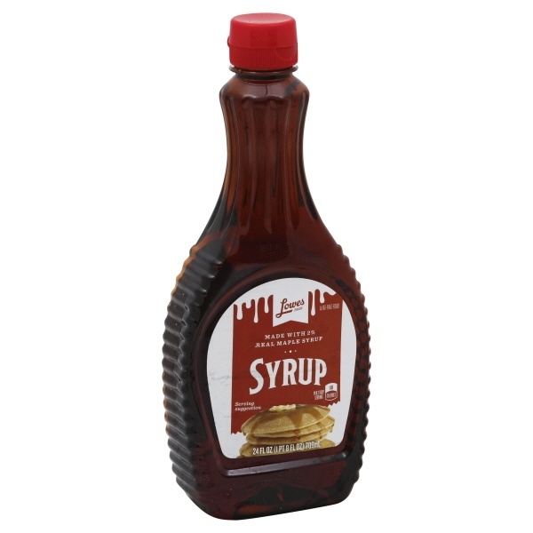 slide 1 of 1, Lowes Foods Syrup 2% Maple Lite, 24 oz