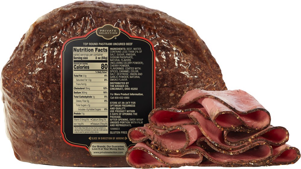 slide 2 of 3, Private Selection Top Round Beef Pastrami, per lb