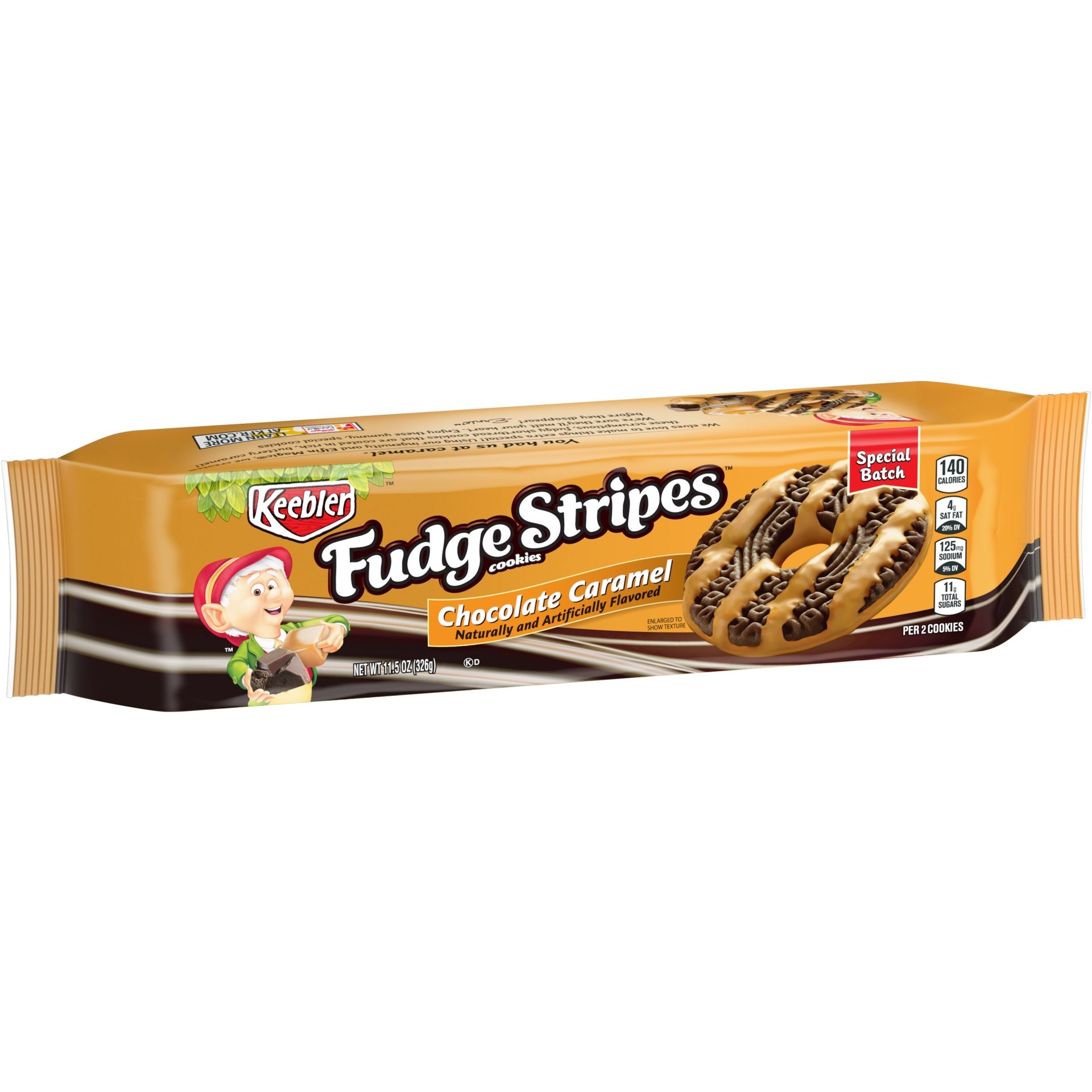 slide 1 of 9, Keebler Fudge Stripes Chocolate Caramel Cookies, 11.5 oz