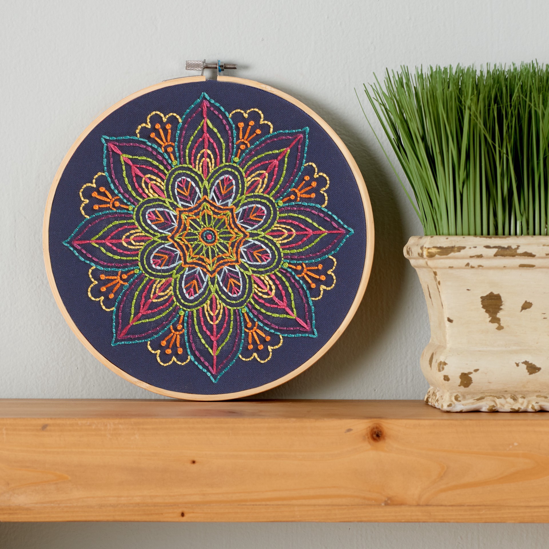 slide 2 of 5, 6" Neon Mandala Embroidery Kit By Loops & Threads, 6 in