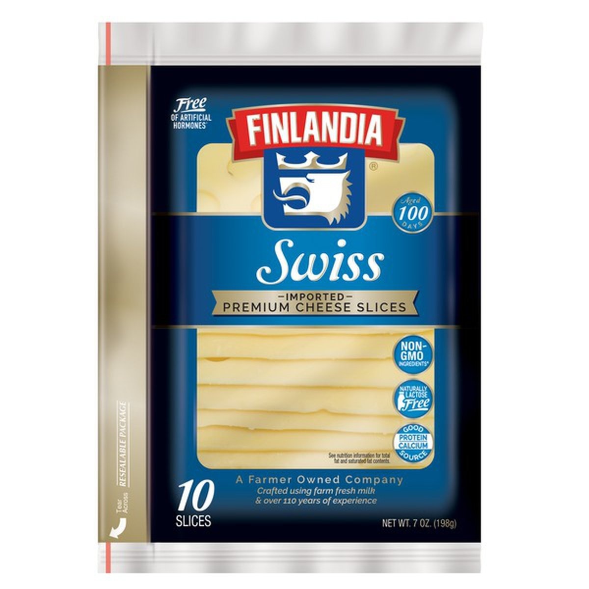 slide 1 of 1, Finlandia Sandwich Naturals Imported Swiss Cheese Slices, 7 oz