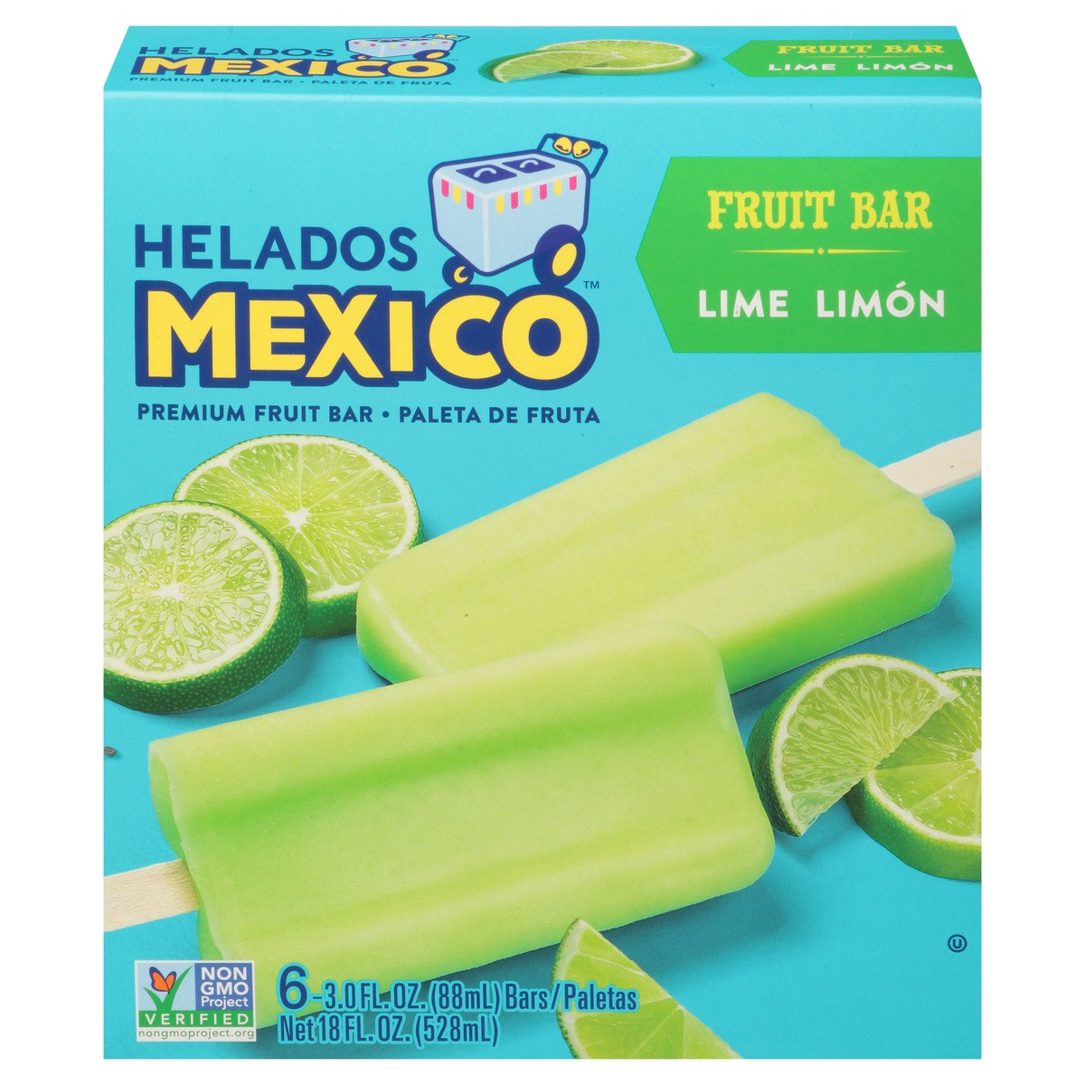 slide 1 of 4, Helados Mexico Premium Lime Fruit Bars 6 ea, 6 ct