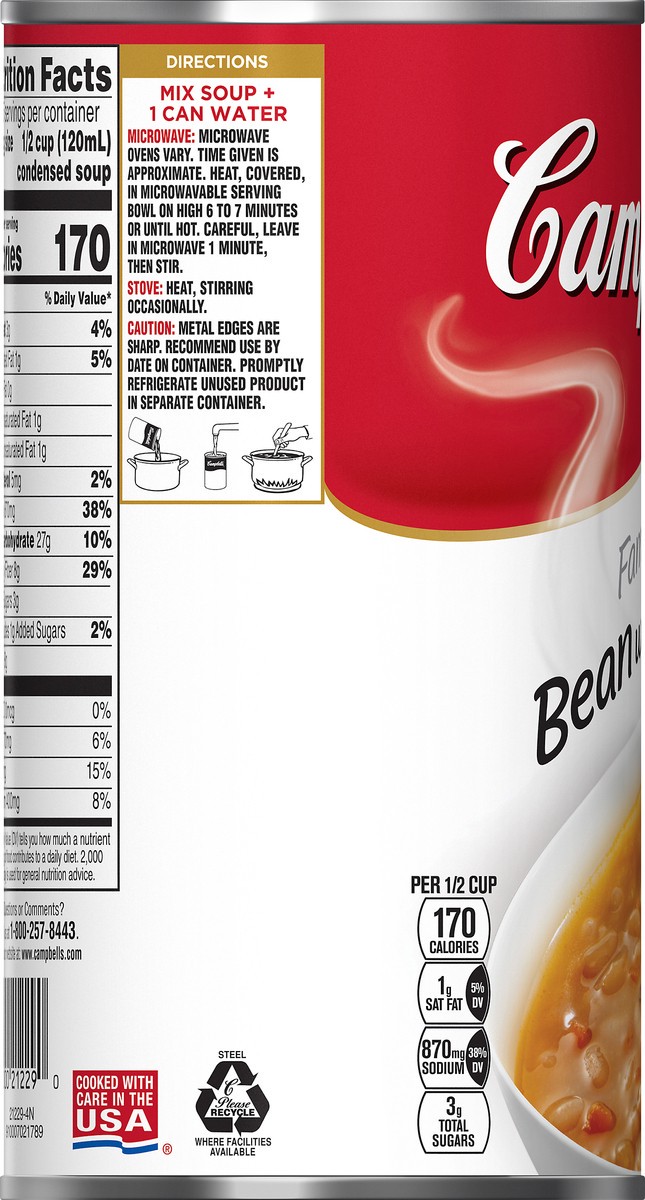 slide 6 of 13, Campbell's Family Size Bean with Bacon Condensed Soup 23.8 oz, 23.8 oz