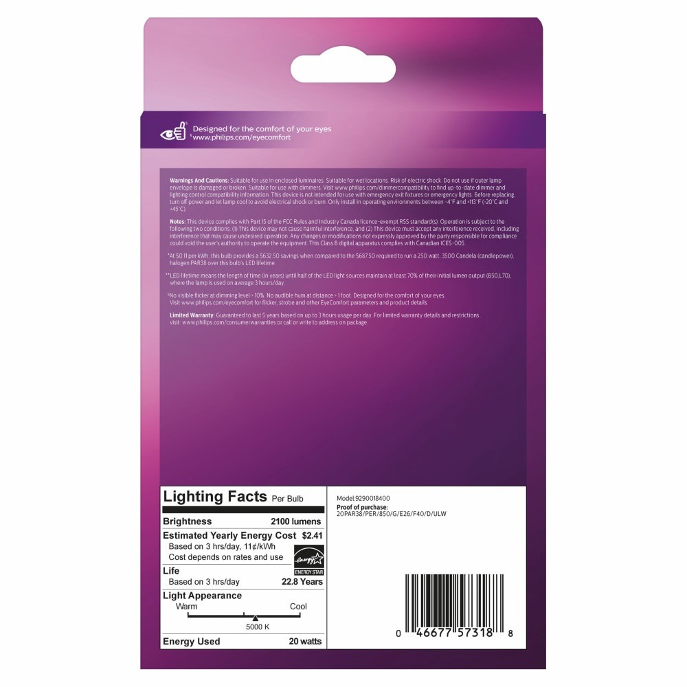 slide 3 of 3, Philips 20-Watt (250-Watt) Par38 Dimmable Led Light Bulbs, 1 ct
