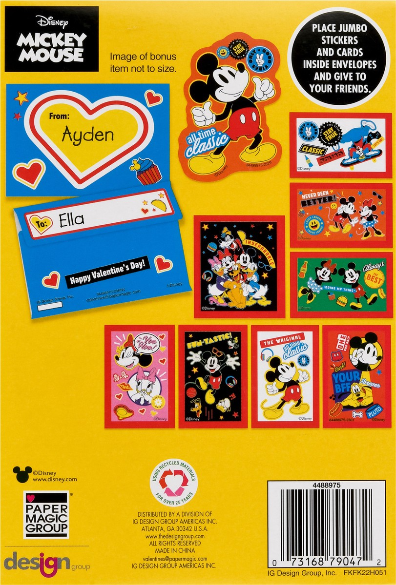 slide 10 of 10, IG Design Group Mickey Mouse Valentine with Jumbo Stickers 32 Pieces 1 ea, 16 ct