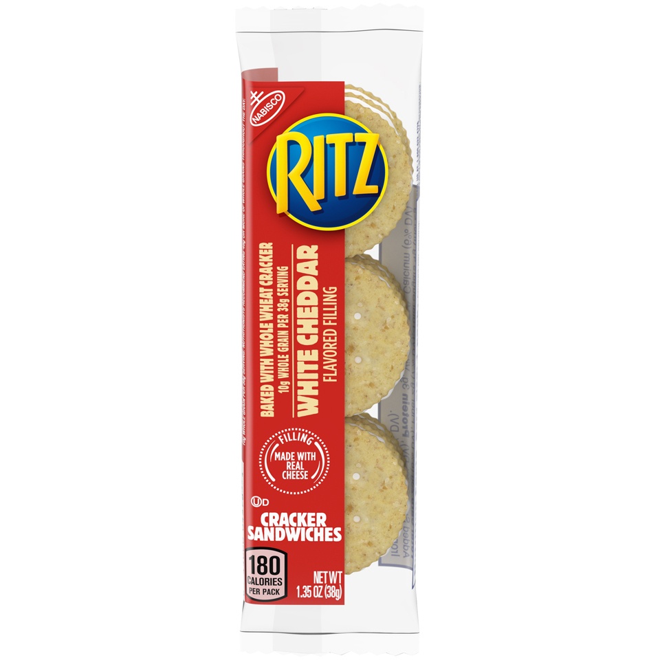 slide 1 of 9, Nabisco Ritz Whole Wheat With White Cheddar Crackers, 1.35 oz