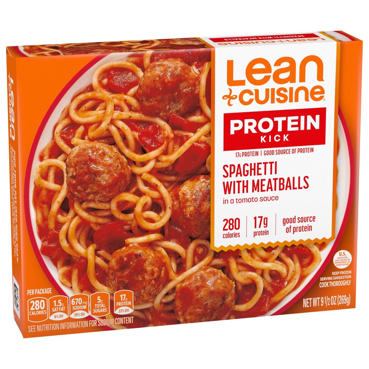 slide 9 of 9, Lean Cuisine Frozen Meal Spaghetti With Meatballs, Protein Kick Microwave Meal, Microwave Spaghetti Dinner, Frozen Dinner for One, 9.5 oz