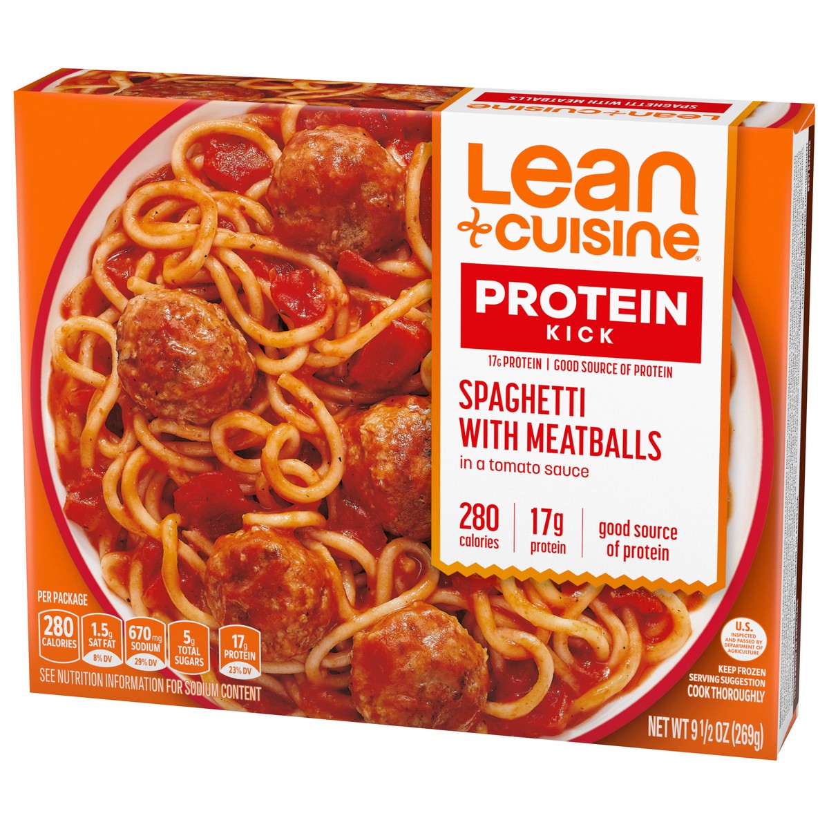 slide 2 of 9, Lean Cuisine Frozen Meal Spaghetti With Meatballs, Protein Kick Microwave Meal, Microwave Spaghetti Dinner, Frozen Dinner for One, 9.5 oz