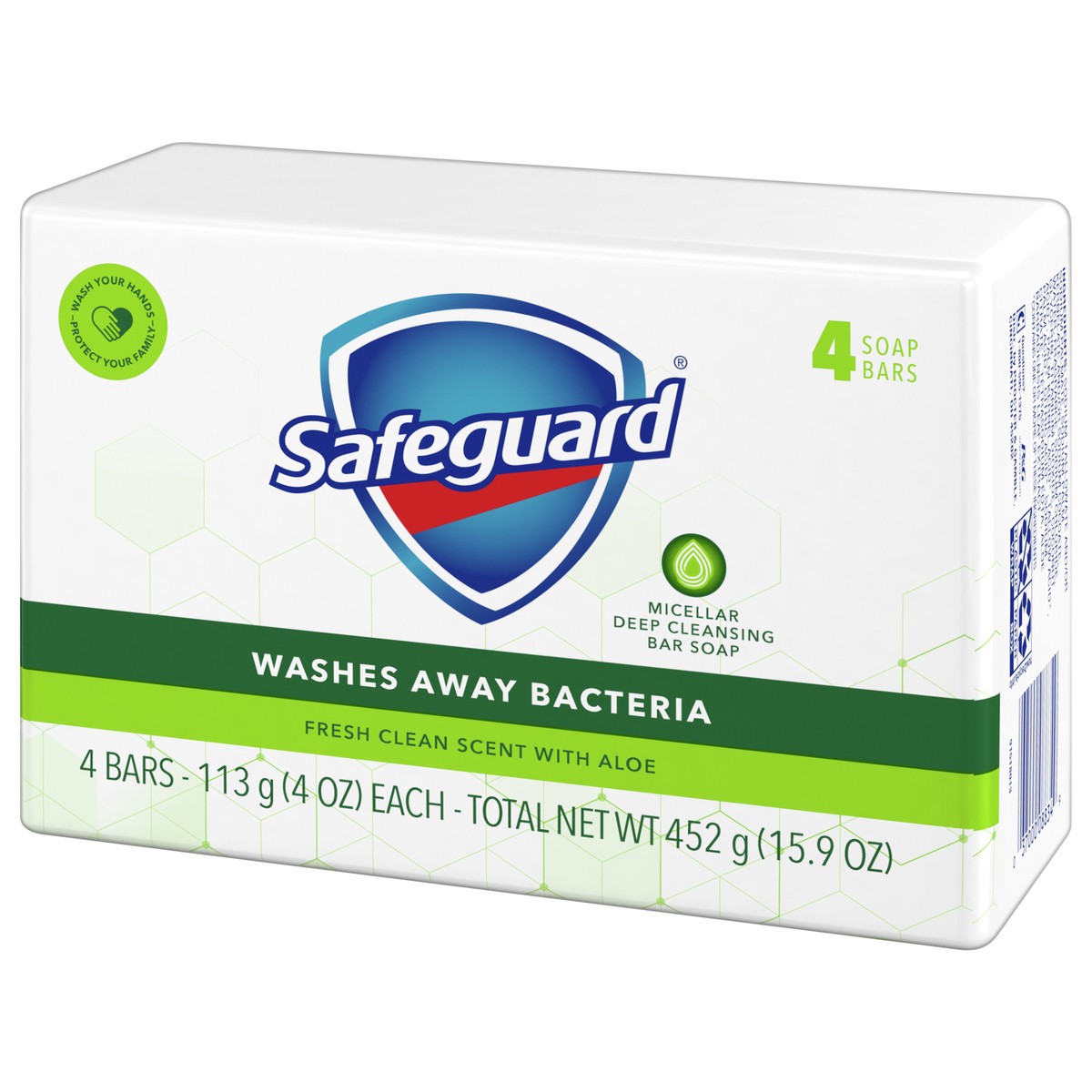 slide 3 of 5, Safeguard White with Aloe Bar Soap, 4 ct; 4 oz