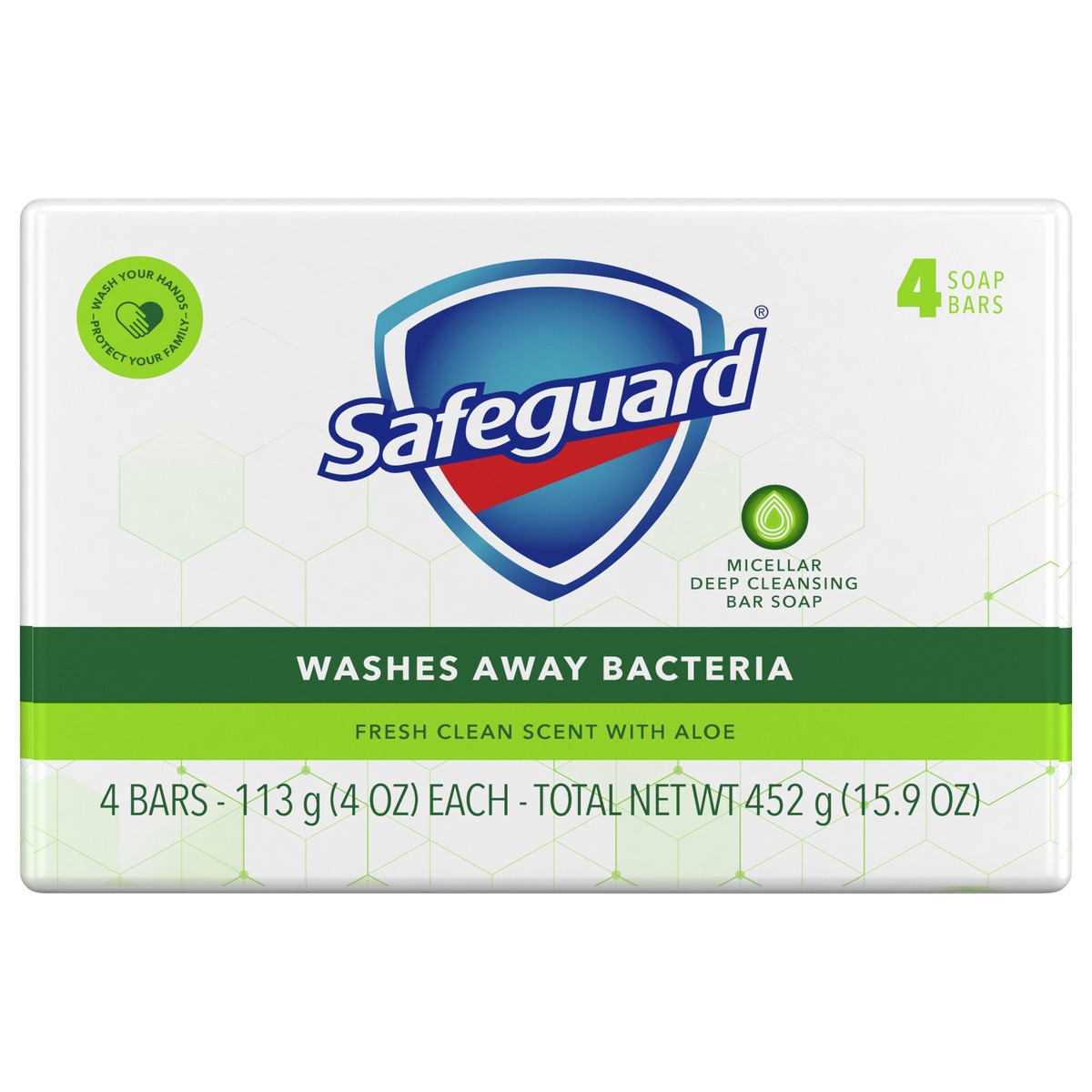 slide 1 of 5, Safeguard White with Aloe Bar Soap, 4 ct; 4 oz