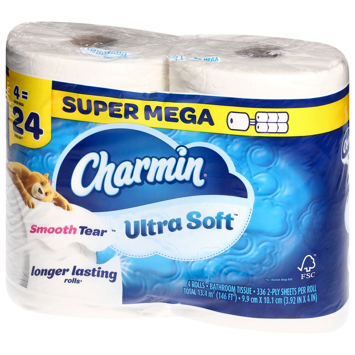 slide 11 of 11, Charmin Ultra Soft Toilet Paper 4 Mega XL Rolls, 336 Sheets Per Roll, 4 ct