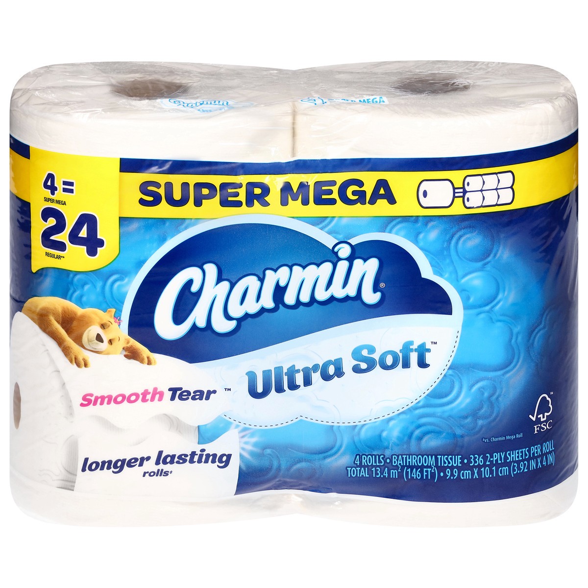 slide 7 of 11, Charmin Ultra Soft Toilet Paper 4 Mega XL Rolls, 336 Sheets Per Roll, 4 ct
