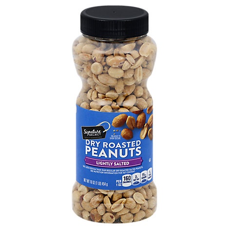 slide 1 of 1, Signature Select Peanuts Dry Roasted Lightly Salted, 16 oz