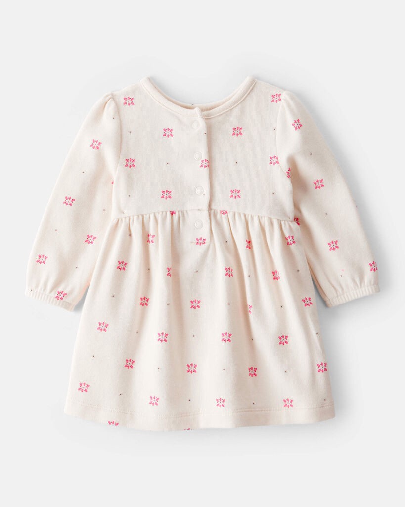 slide 5 of 6, Carter's Carters Baby Girl 2-Piece Floral Motif Sherpa Long-Sleeve Dress Set - White/Pink Pink/White 12M, 2 pc