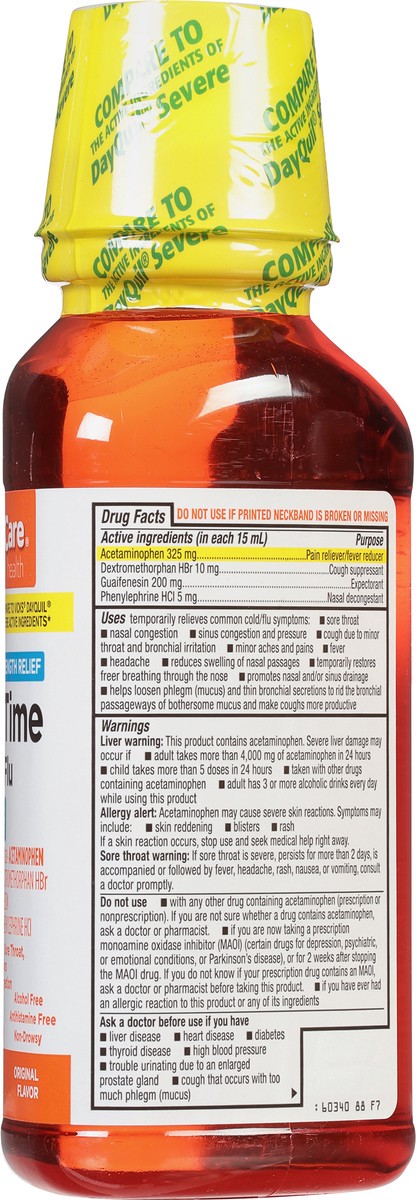 slide 5 of 9, TopCare Health Severe Maximum Strength Relief Original Flavor Daytime Cold & Flu 12 fl oz, 12 fl oz