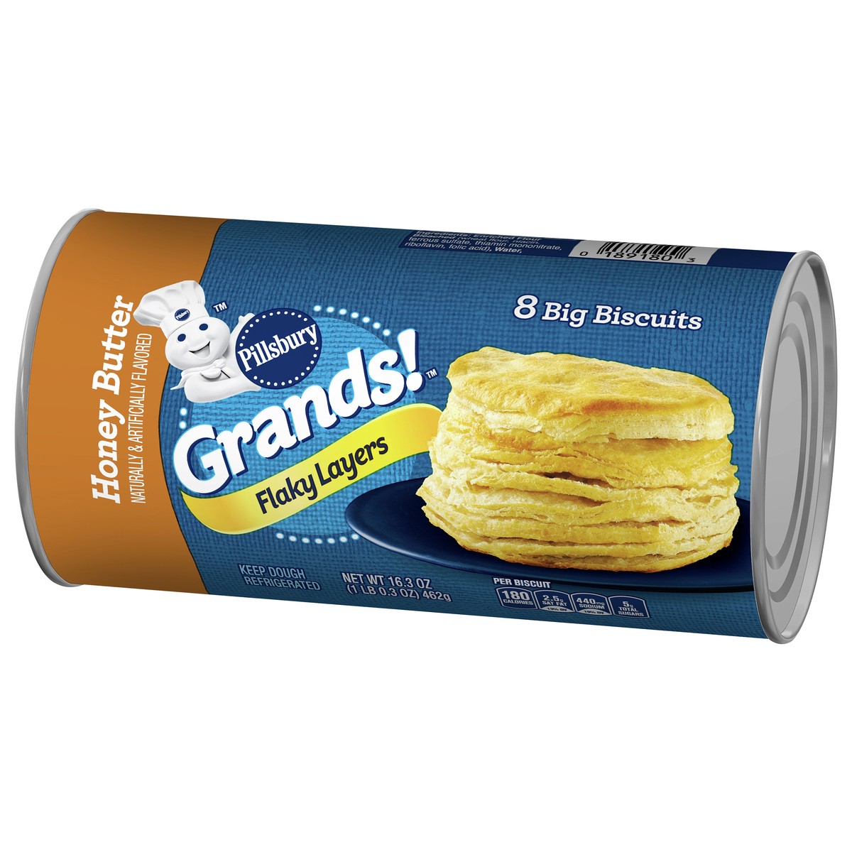 slide 3 of 9, Grands! Flaky Layers, Honey Butter Biscuits, Refrigerated Biscuit Dough, 8 ct., 16.3 oz., 8 ct