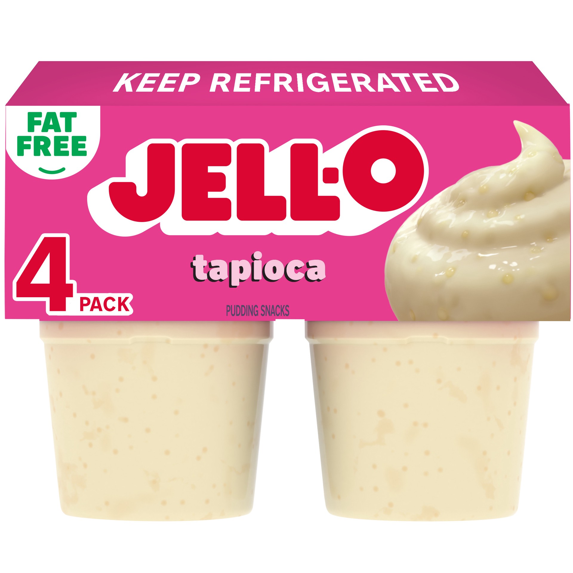 slide 1 of 5, Jell-O Fat Free Ready-to-Eat Tapioca Pudding Snack Cups, 4 ct Cups, 4 ct