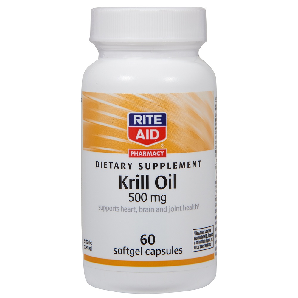 slide 1 of 1, Rite Aid Krill Oil Softgels, 500mg, 60 ct