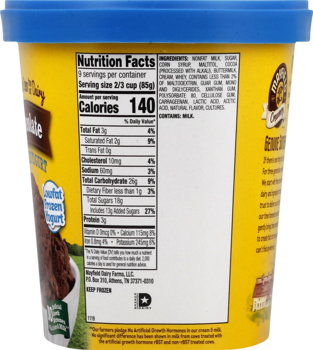 slide 2 of 9, Mayfield Creamery Chocolate Lowfat Frozen Yogurt Made With Fresh Cream - 1.5 Quart Container, 1.5 qt