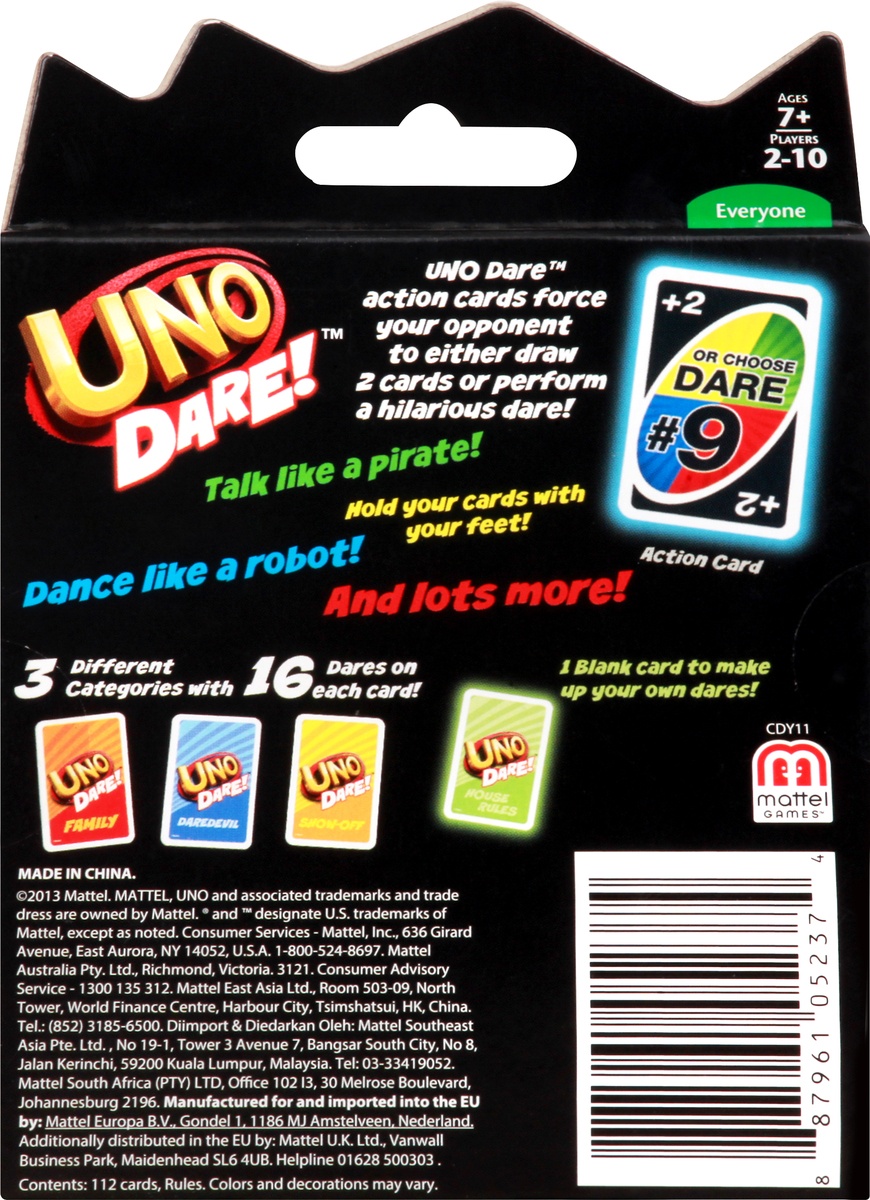 slide 8 of 8, Mattel Uno Dare Card Game, 1 ct