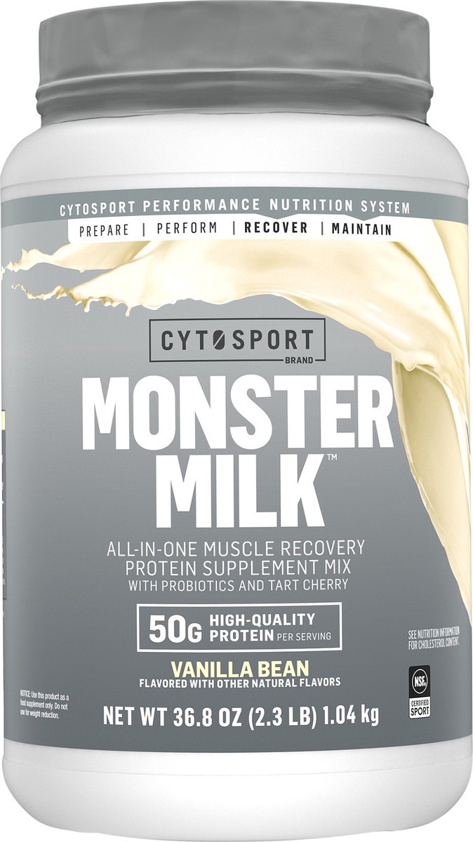 slide 3 of 5, Cytosport Monster Milk All-In-One Muscle Recovery Protein Supplement Mix, Vanilla Bean, 36.8 Oz, 36.8 oz