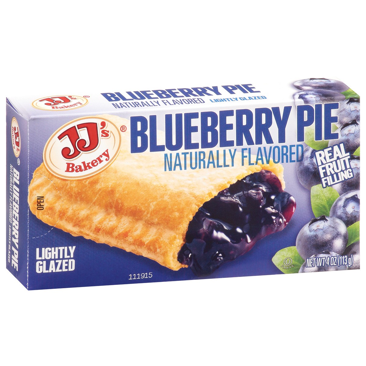 slide 2 of 9, JJ's Bakery Lightly Glazed Blueberry Pie 4 oz, 4 oz