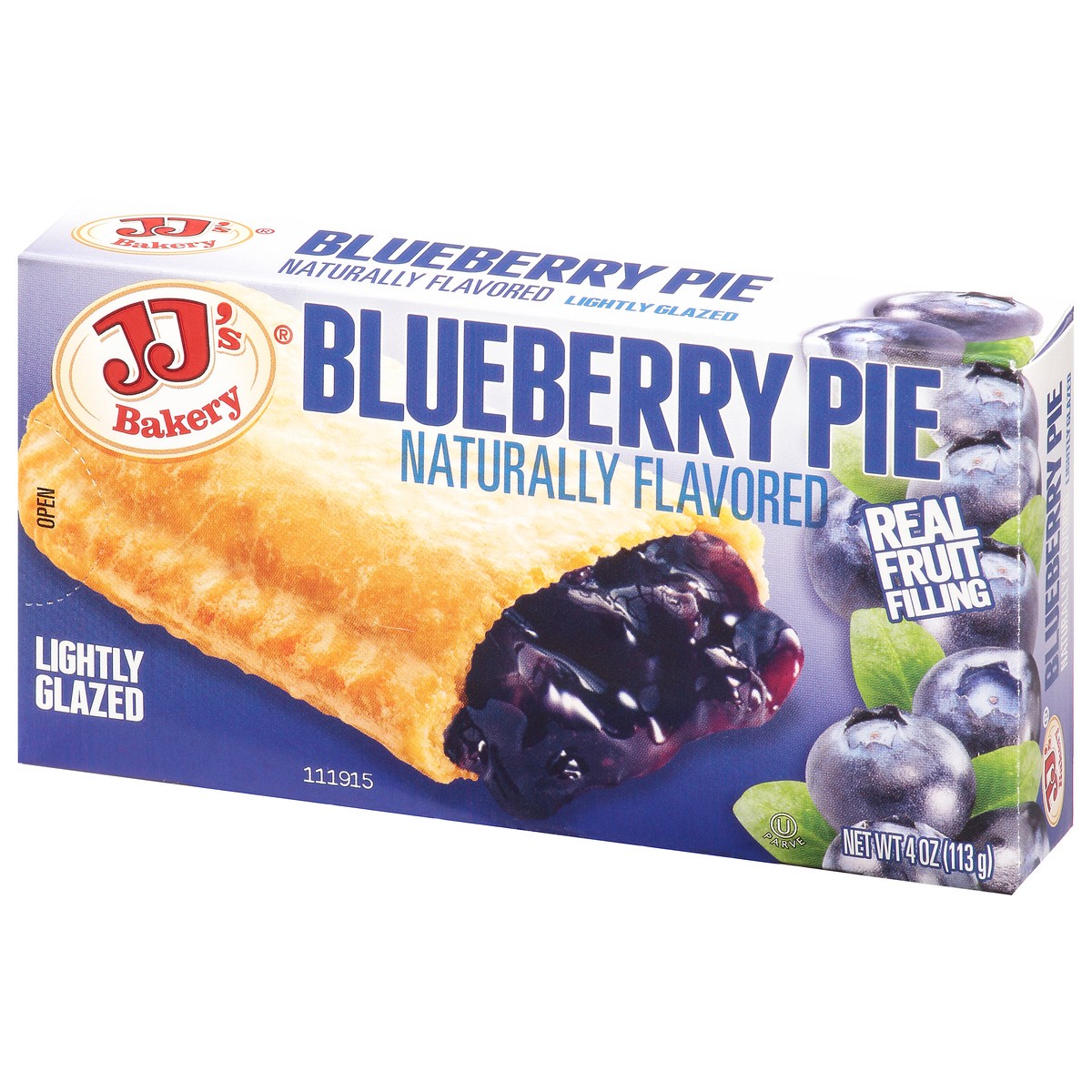 slide 3 of 9, JJ's Bakery Lightly Glazed Blueberry Pie 4 oz, 4 oz