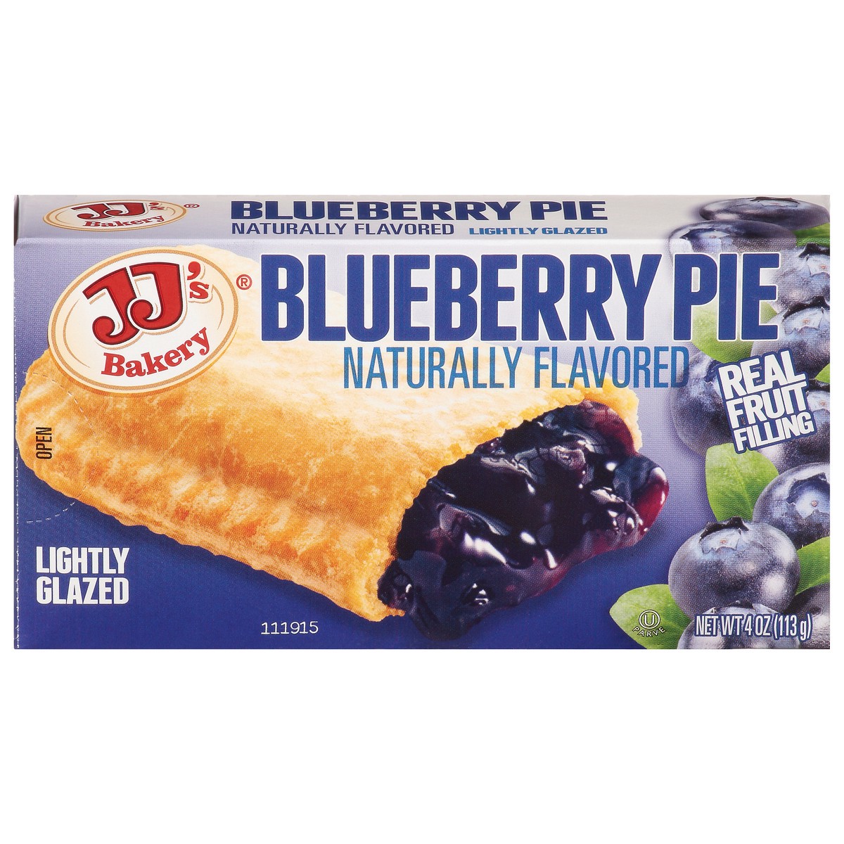 slide 1 of 9, JJ's Bakery Lightly Glazed Blueberry Pie 4 oz, 4 oz