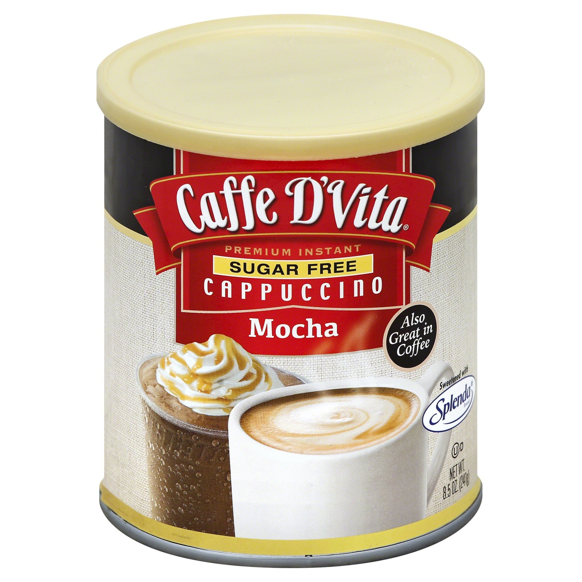 slide 1 of 1, Caffe D'Vita Premium Instant Sugar-Free Mocha Cappuccino, 8.5 oz