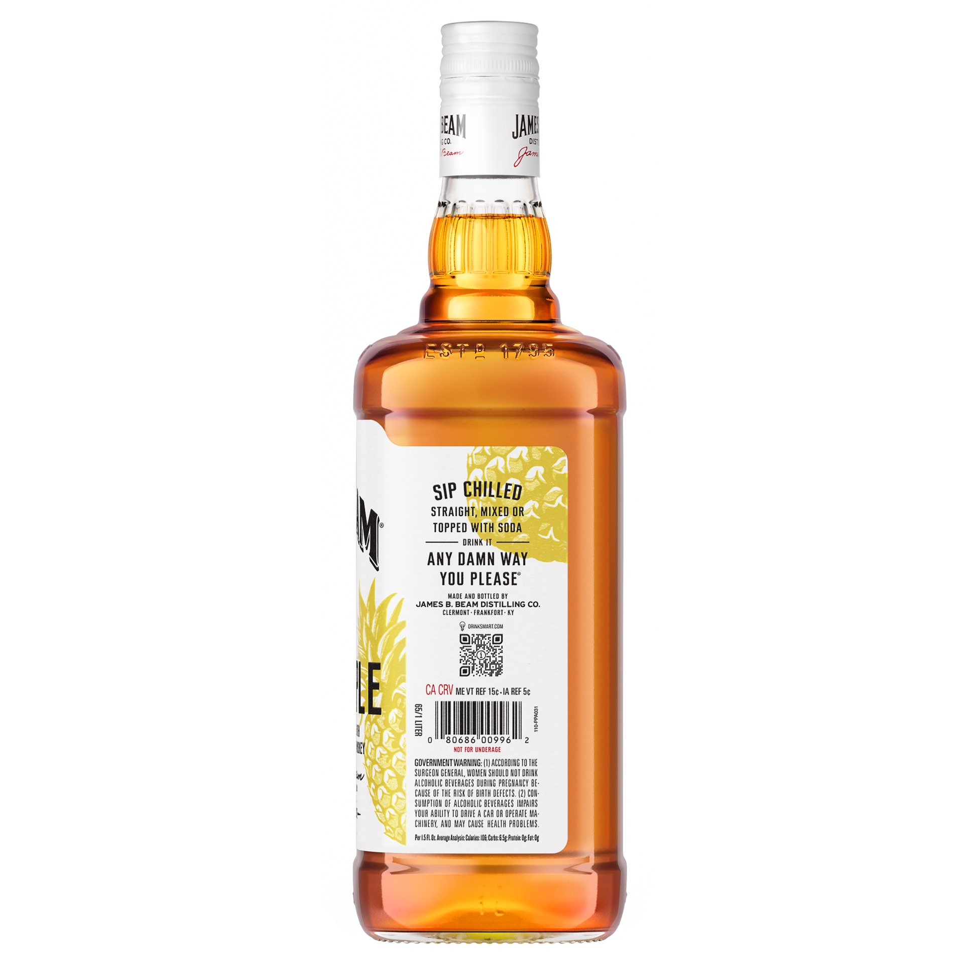 slide 2 of 4, Jim Beam Pineapple Liqueur with Kentucky Straight Bourbon Whiskey 1 L, 1 liter