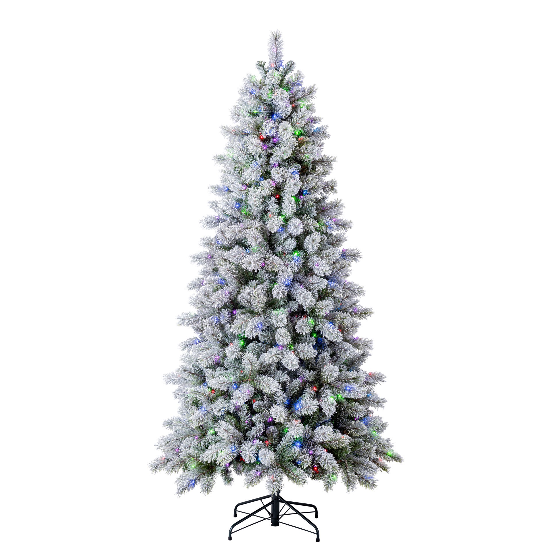 slide 3 of 11, 7.5ft. Pre-Lit Montreal Flocked Artifical Christmas Tree, Lumadazzle Color Changing Twinkle Led Lights By Ashland, 7.5 ft