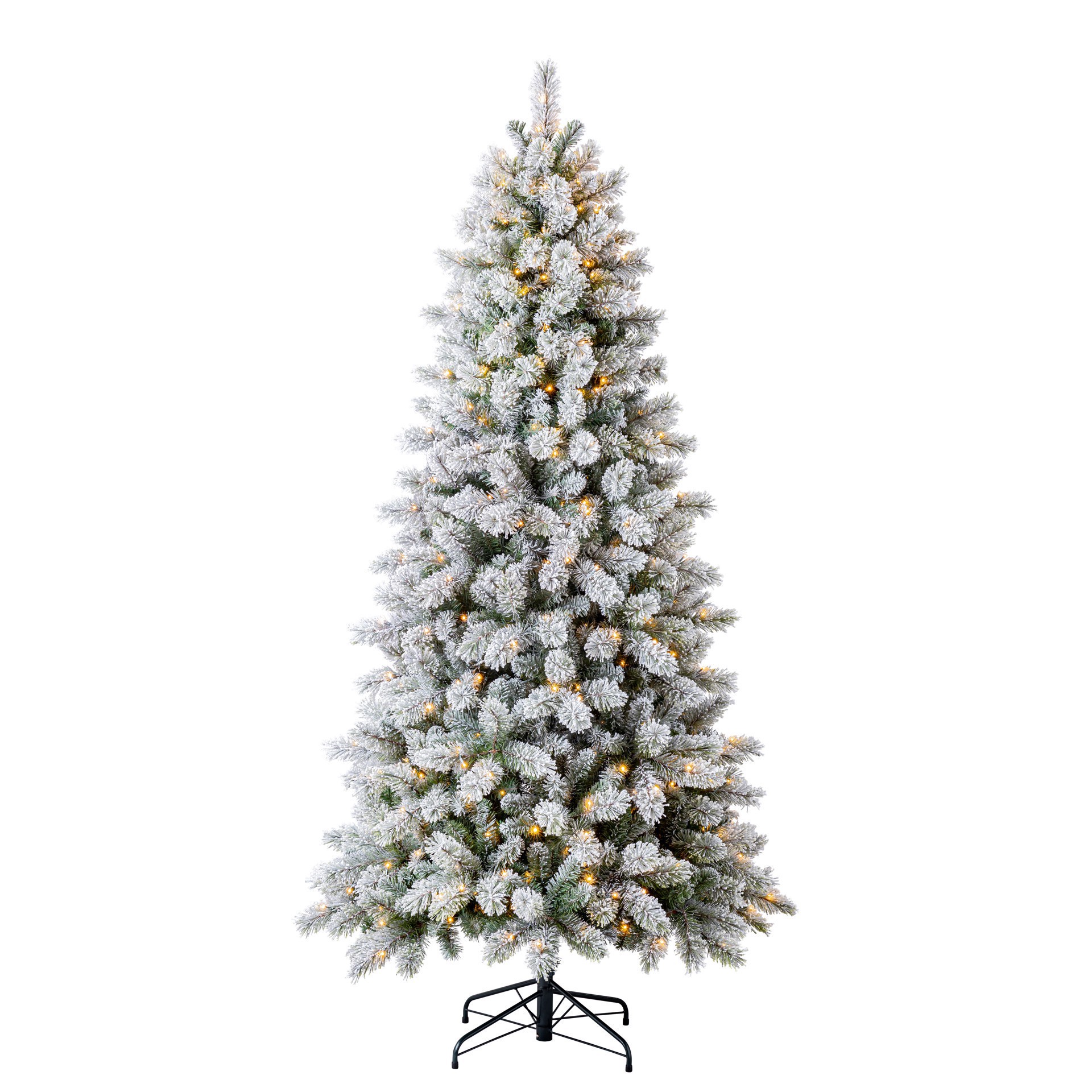 slide 4 of 11, 7.5ft. Pre-Lit Montreal Flocked Artifical Christmas Tree, Lumadazzle Color Changing Twinkle Led Lights By Ashland, 7.5 ft