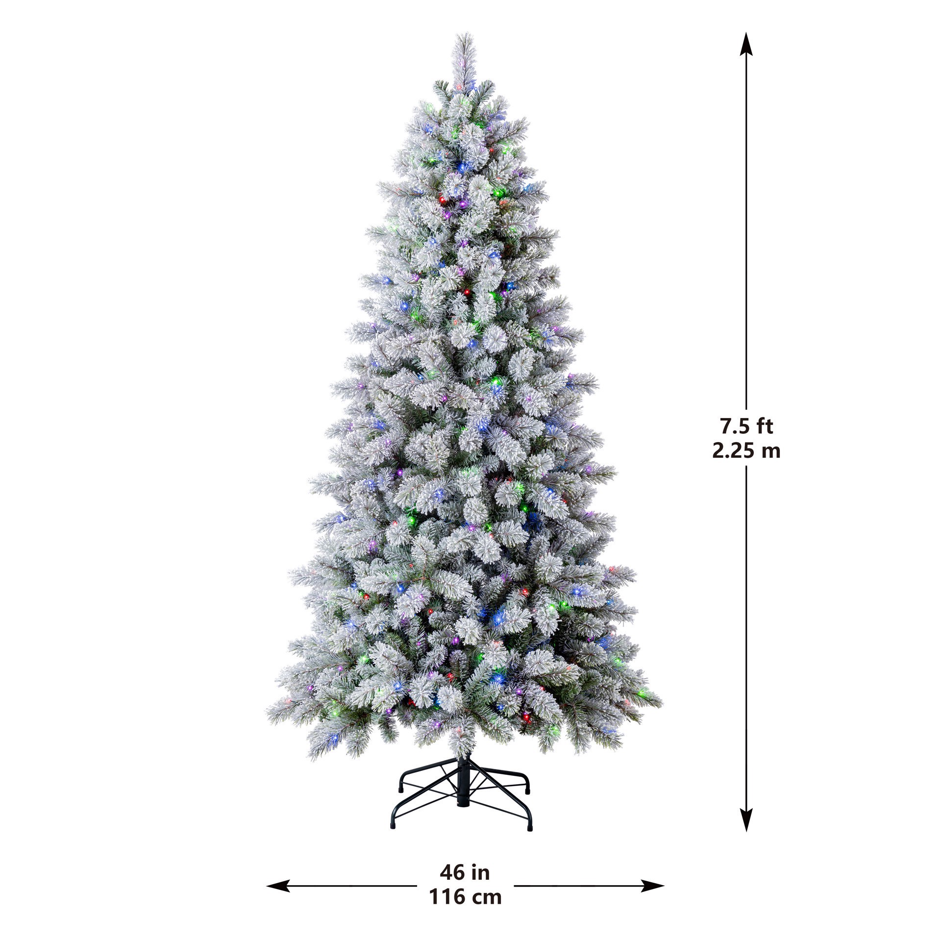 slide 2 of 11, 7.5ft. Pre-Lit Montreal Flocked Artifical Christmas Tree, Lumadazzle Color Changing Twinkle Led Lights By Ashland, 7.5 ft