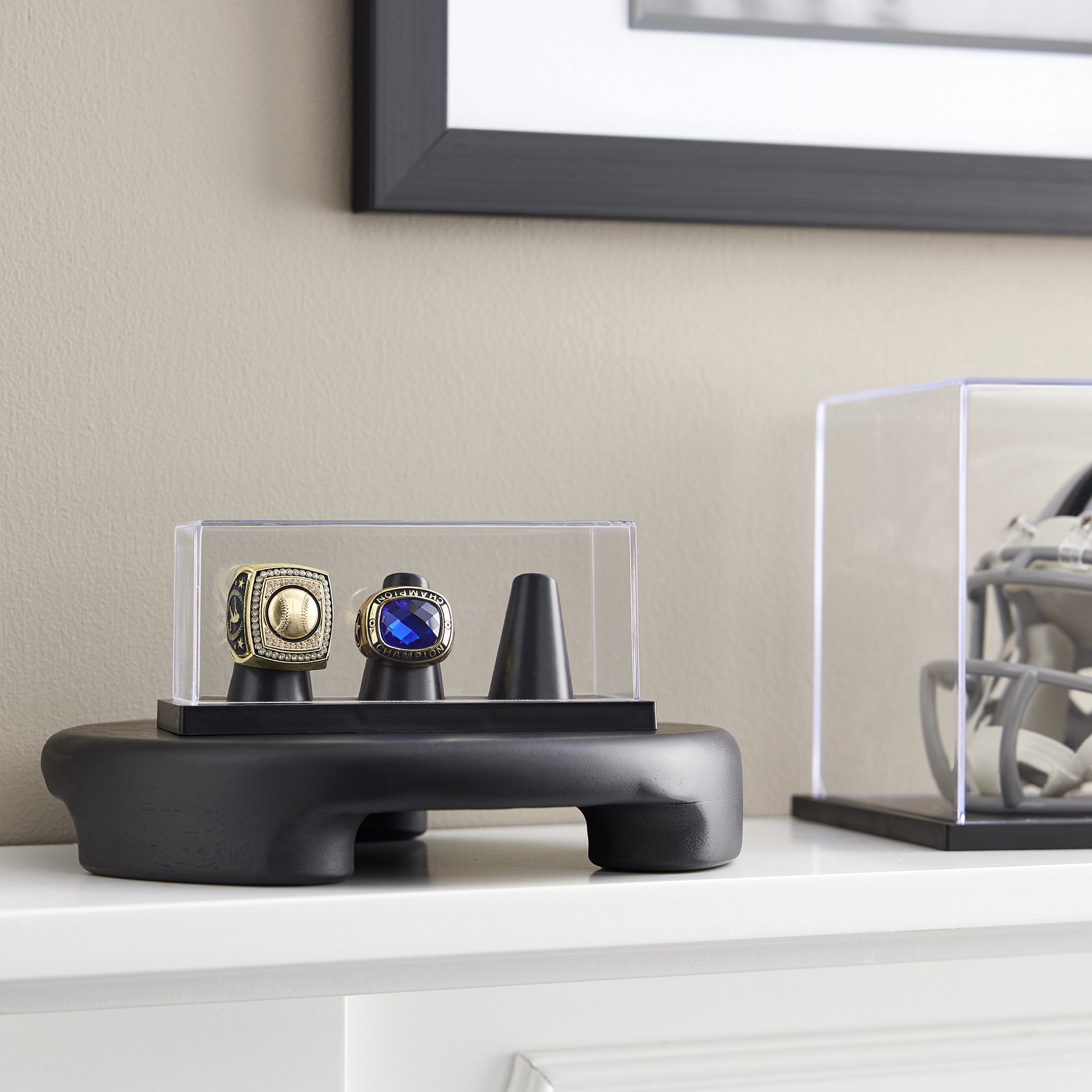 slide 7 of 7, 5.3" 3-Ring Championship Display Case By Studio Decor, 5.3 in x 2.3 in x 2.3 in