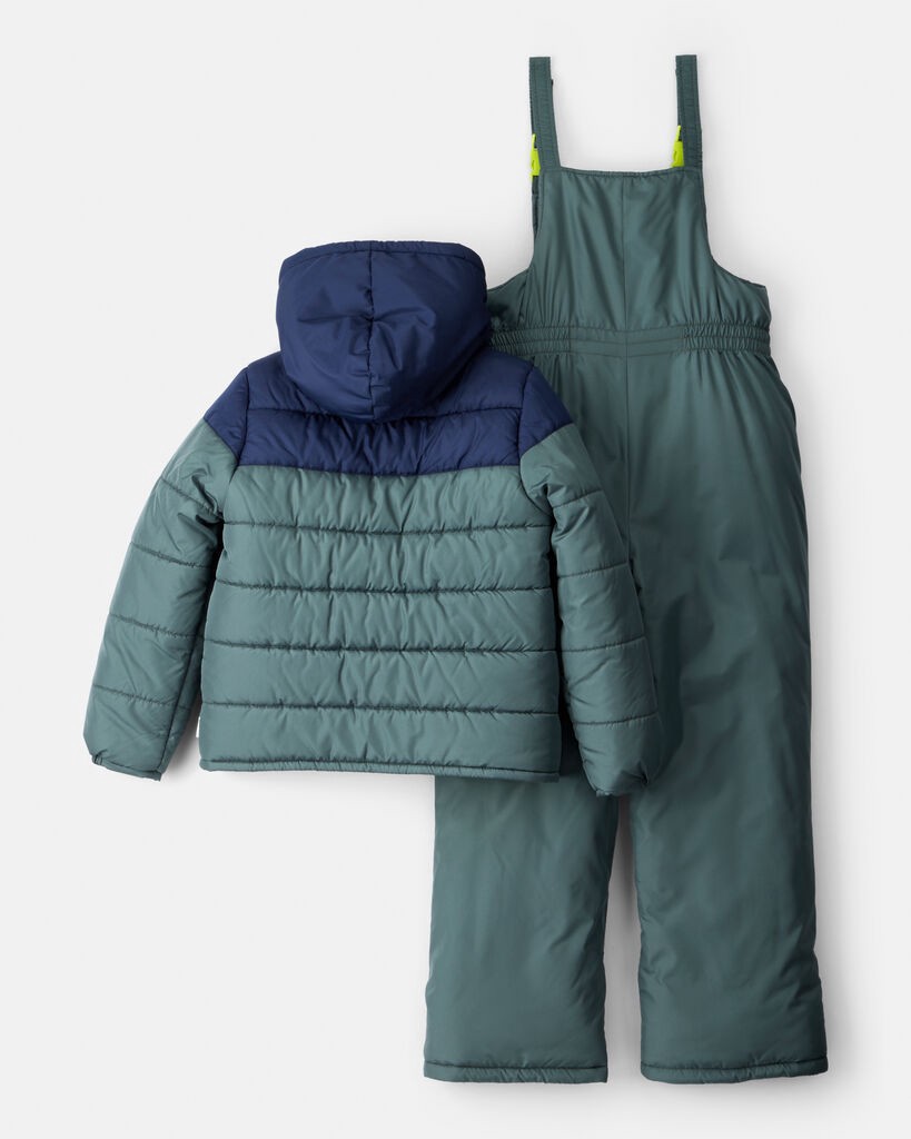 slide 4 of 5, Carter's Carters Boys 2-Piece Dinosaur Hooded Snowsuit Jacket & Bib Set - Green/Blue Grey 8, 2 pc