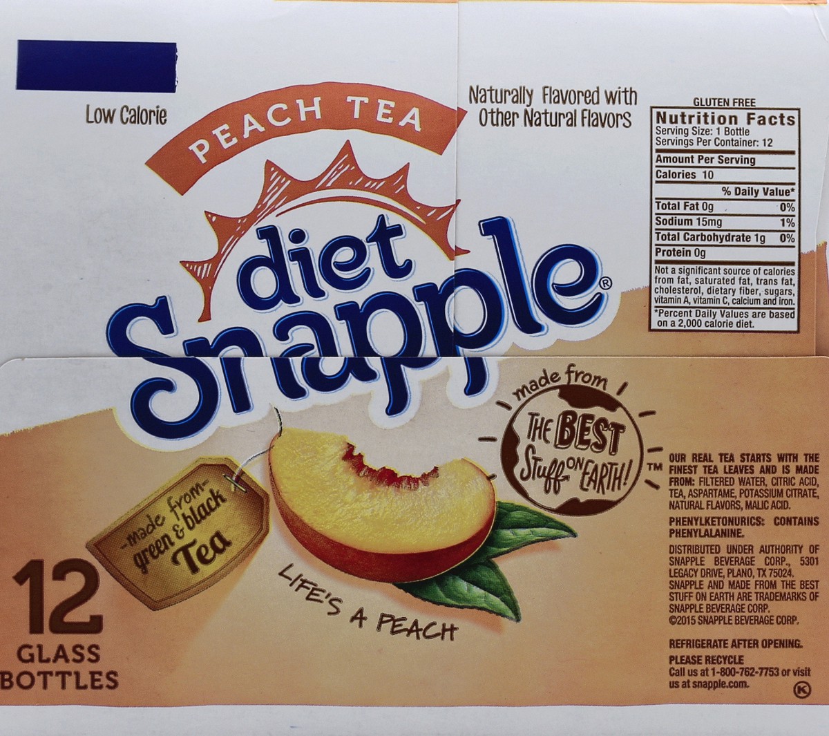 slide 3 of 6, Snapple Diet Peach Tea, 