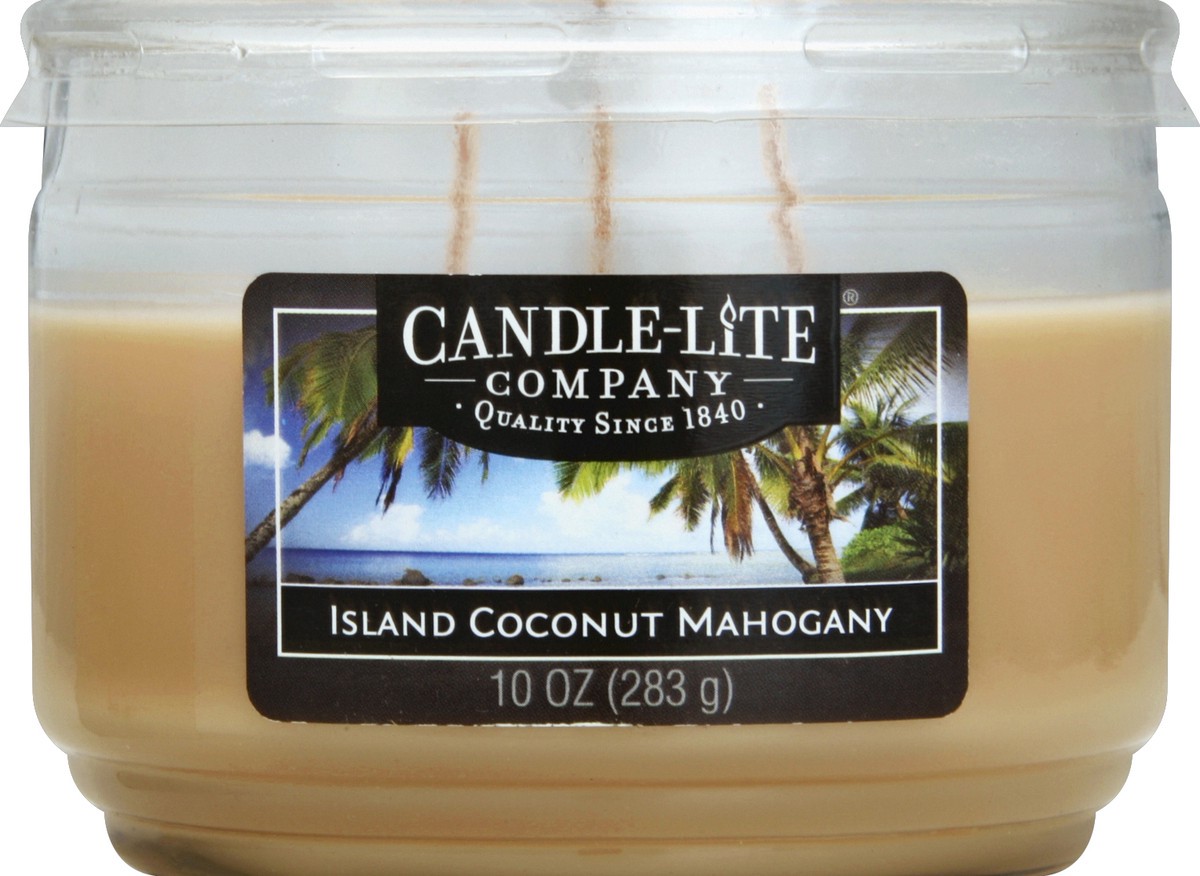 slide 2 of 2, Candle-Lite EDES Island Coconut Mahogany 3-Wick Jar Candle, 1 ct