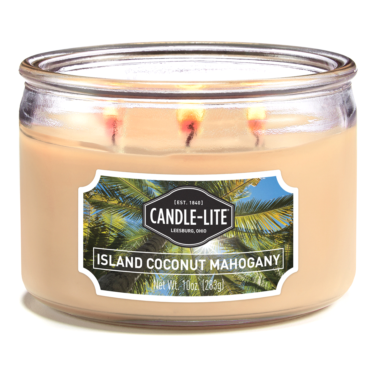 slide 1 of 2, Candle-Lite EDES Island Coconut Mahogany 3-Wick Jar Candle, 1 ct