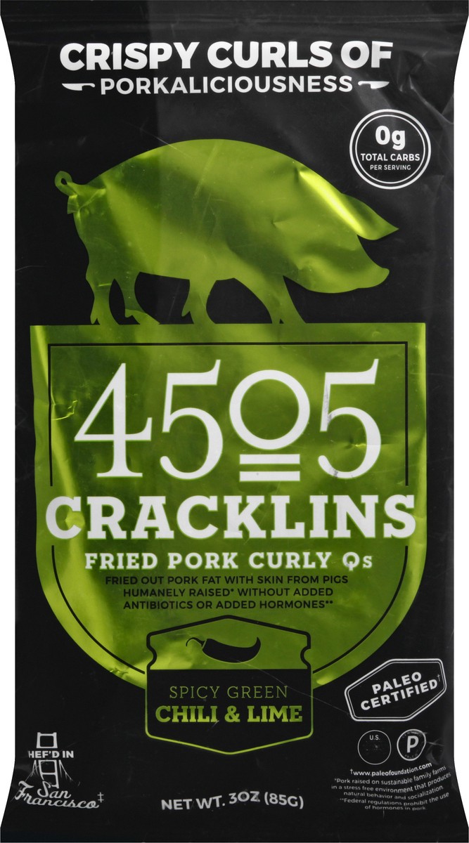 slide 1 of 12, 4505 Meats Green Chili Lime Cracklins, 3 oz